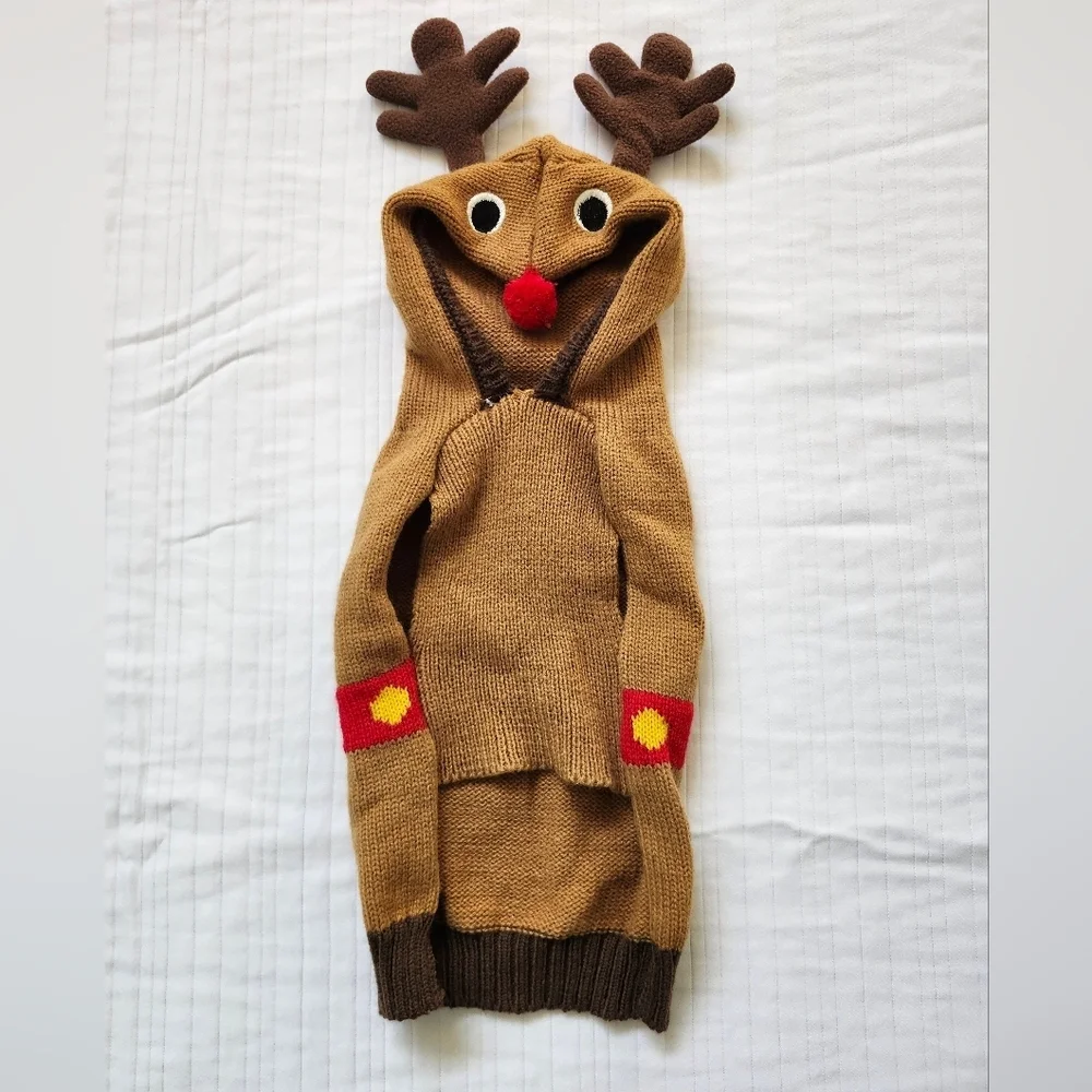 WAGBY Brown Reindeer Dog Sweater Costume Outfit Size Small